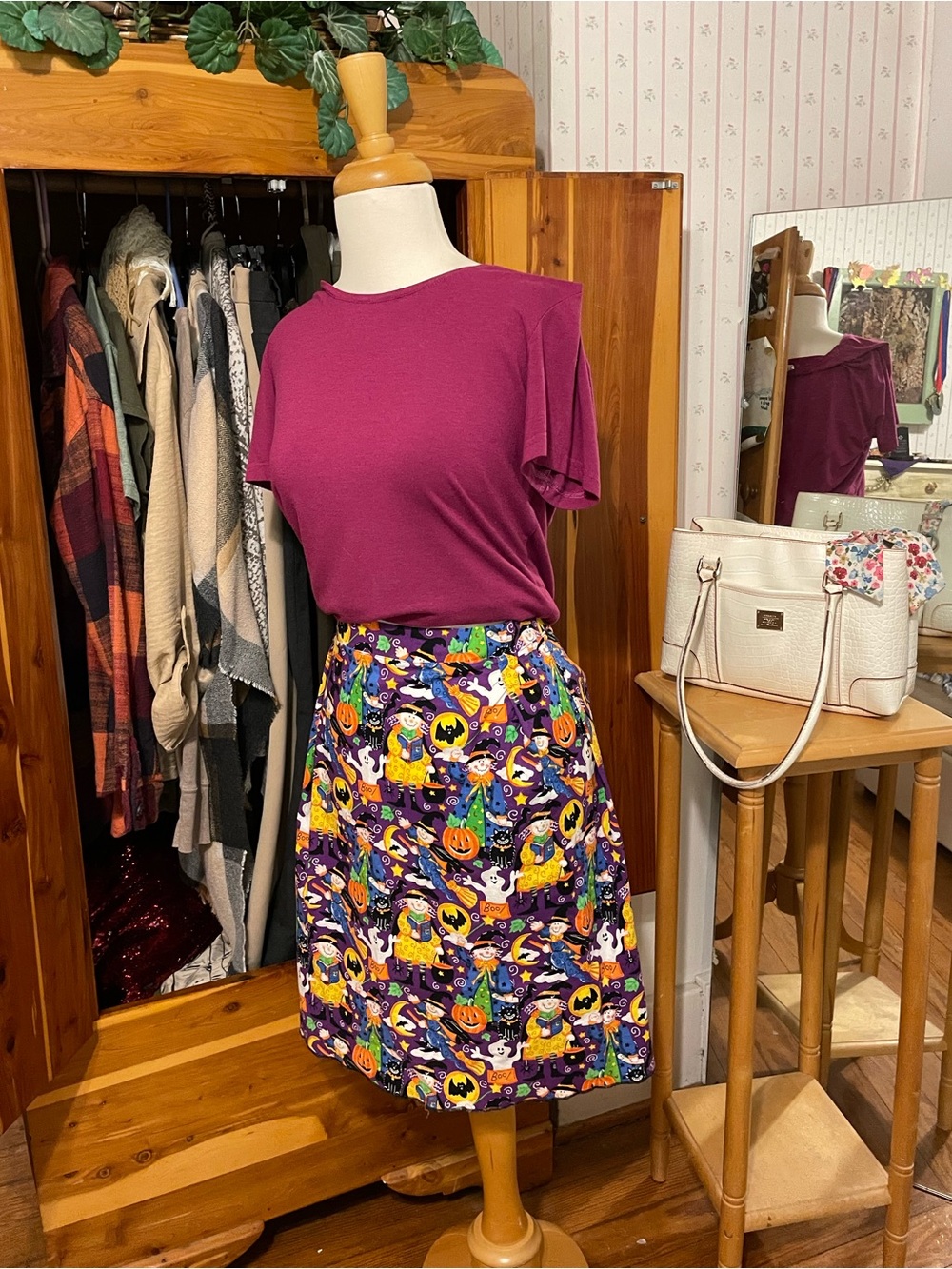 Halloween Print Apron in Purple Handmade